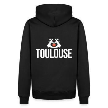 Toulouse j'aime toulouse humour - Sweat à capuche Premium bio Homme - noir - Dos - Nico (187cm)