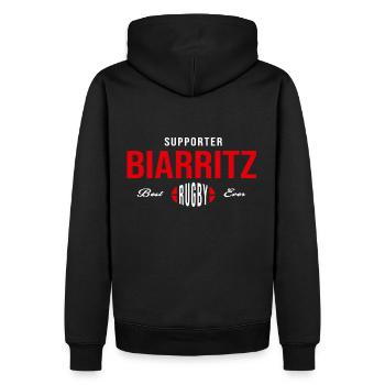 Rugby Biarritz supporter rugby BO - Sweat à capuche Premium bio Homme - noir - Dos - Nico (187cm)