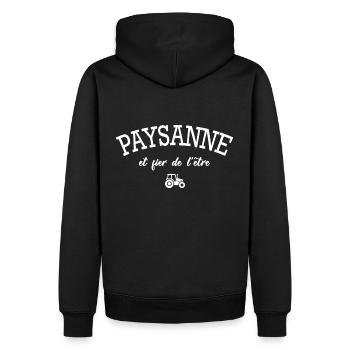 paysanne et fier de l être tracteur agricultrice - Sweat à capuche Premium bio Homme - noir - Dos - Nico (187cm)