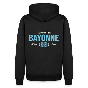Rugby Bayonne supporter rugby bayonnais - Sweat à capuche Premium bio Homme - noir - Dos - Nico (187cm)