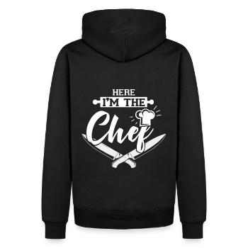 I m the chef cadeau cool chef cuisinier - Sweat à capuche Premium bio Homme - noir - Dos - Nico (187cm)
