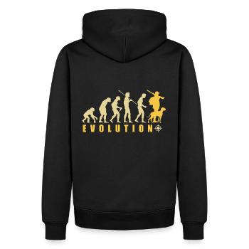 evolution chasseur cadeau chasse drôle - Sweat à capuche Premium bio Homme - noir - Dos - Nico (187cm)