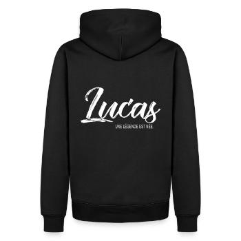 Lucas une légende Cadeau T shirt lucas - Sweat à capuche Premium bio Homme - noir - Dos - Nico (187cm)