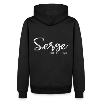 Serge the legend Cadeau T shirt serge - Sweat à capuche Premium bio Homme - noir - Dos - Nico (187cm)