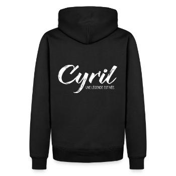 Cyril une légende Cadeau T shirt cyril - Sweat à capuche Premium bio Homme - noir - Dos - Nico (187cm)