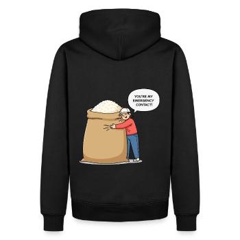 Vous êtes mon contact d’urgence ! - Sweat à capuche Premium bio Homme - noir - Dos - Nico (187cm)