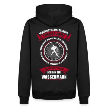 Wassermann Sternzeichen Horoskop - Männer Premium Bio Hoodie - Schwarz - Hinten - Nico (187cm)