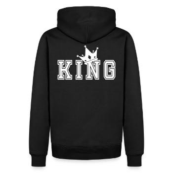 Valentinstag Partnershirt King Krone - Männer Premium Bio Hoodie - Schwarz - Hinten - Nico (187cm)