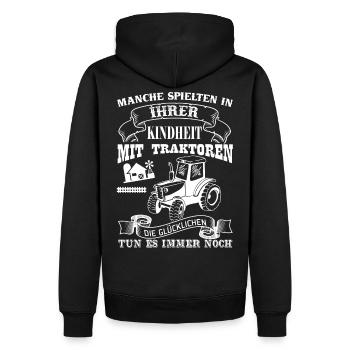 Landwirt Traktor - Männer Premium Bio Hoodie - Schwarz - Hinten - Nico (187cm)