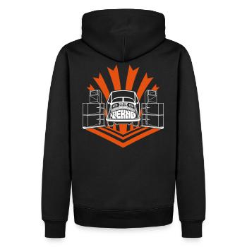 tekno 23 sound traveler multi color - Männer Premium Bio Hoodie - Schwarz - Hinten - Nico (187cm)