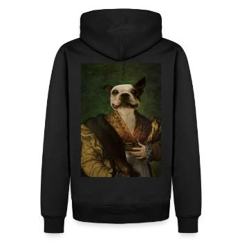Baronin Frenchie - Männer Premium Bio Hoodie - Schwarz - Hinten - Nico (187cm)