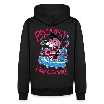 psychobilly from outerspace - Männer Premium Bio Hoodie - Schwarz - Hinten - Nico (187cm)