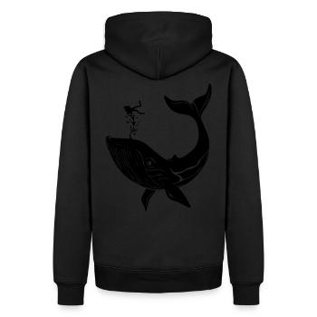 The Whale and the diver - Men’s Premium Organic Hoodie - black - Back - Nico (187cm)