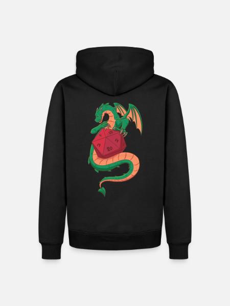 Dragon & D20 (Rollenspiele) - Männer Premium Bio Hoodie - Schwarz