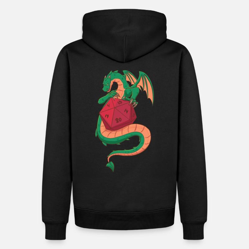 Dragon & D20 (Rollenspiele) - Männer Premium Bio Hoodie - Schwarz