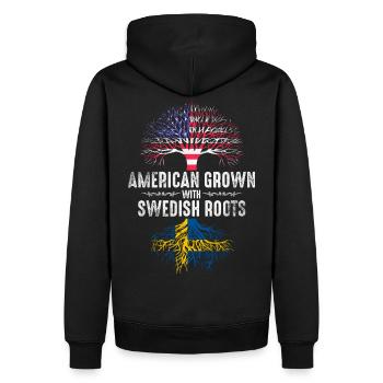 Amerikaner mit schwedischen Wurzeln - Männer Premium Bio Hoodie - Schwarz - Hinten - Nico (187cm)