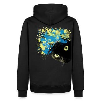 Black Cat Water Color - Männer Premium Bio Hoodie - Schwarz - Hinten - Nico (187cm)