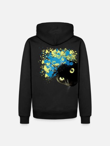 Black Cat Water Color - Männer Premium Bio Hoodie - Schwarz