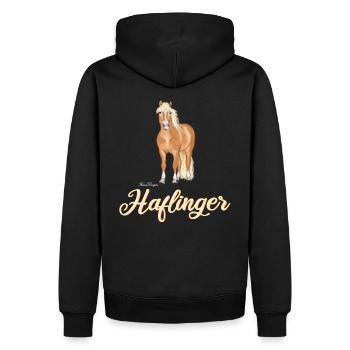belle Haflinger avec une écriture lumineuse - Sweat à capuche Premium bio Homme - noir - Dos - Nico (187cm)