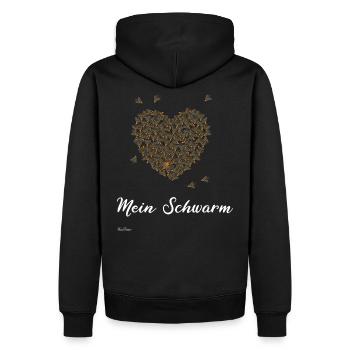 Mein Schwarm und ich helle Schrift - Männer Premium Bio Hoodie - Schwarz - Hinten - Nico (187cm)