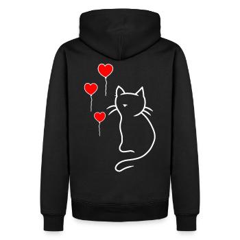 Katze Katzen Herz Geschenkidee - Männer Premium Bio Hoodie - Schwarz - Hinten - Nico (187cm)