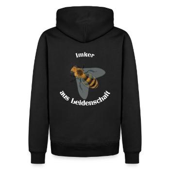 Imker aus Leidenschaft mit heller Schrift - Männer Premium Bio Hoodie - Schwarz - Hinten - Nico (187cm)
