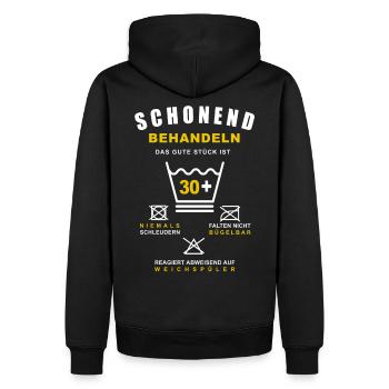 30 Geburtstag Schonend Behandeln Das Gute Stück - Männer Premium Bio Hoodie - Schwarz - Hinten - Nico (187cm)
