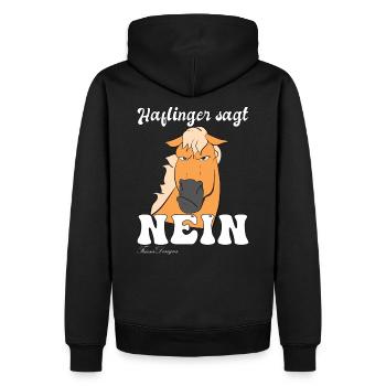 Haflinger sagt Nein schlechte Laune Pferd lustiges - Männer Premium Bio Hoodie - Schwarz - Hinten - Nico (187cm)