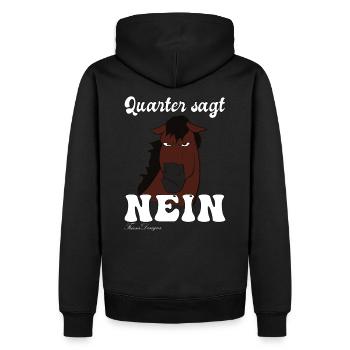 Quarter sagt Nein, lustiges und süßes comic Pferde - Männer Premium Bio Hoodie - Schwarz - Hinten - Nico (187cm)