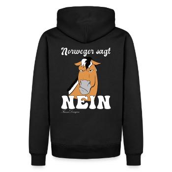 Norweger sagt Nein, Lustiges freches Pferde - Männer Premium Bio Hoodie - Schwarz - Hinten - Nico (187cm)