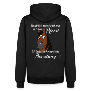 Lustiger Pferde Spruch mit Comic Pony Kopf süßes - Männer Premium Bio Hoodie - Schwarz - Hinten - Nico (187cm)