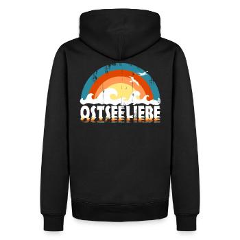 Ostseeliebe - Retroclors usedLook - Männer Premium Bio Hoodie - Schwarz - Hinten - Nico (187cm)