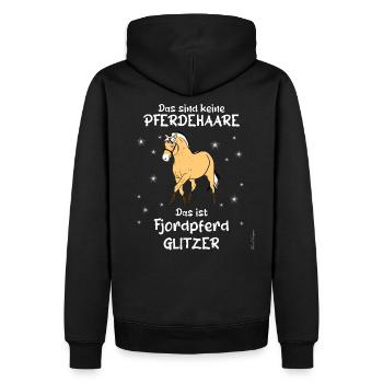 Fjordpferd Glitzer süßes Pferde Spruch - Männer Premium Bio Hoodie - Schwarz - Hinten - Nico (187cm)