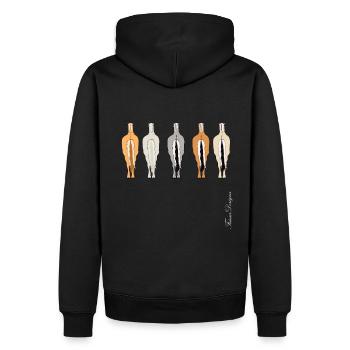 Cheval de fjords norvégiens différents plis de couleurs - Sweat à capuche Premium bio Homme - noir - Dos - Nico (187cm)