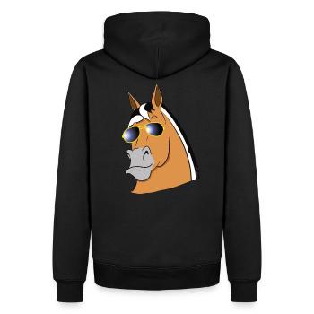 Norwegisches Fjordpferd mit Sonnenbrille - Männer Premium Bio Hoodie - Schwarz - Hinten - Nico (187cm)