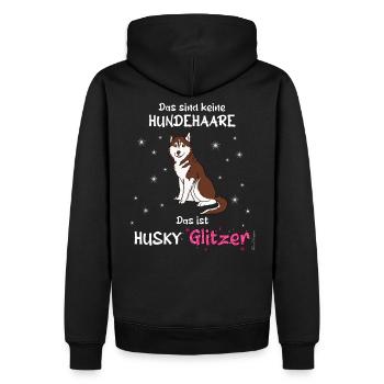 Keine Hundehaare das ist Husky Glitzer - Männer Premium Bio Hoodie - Schwarz - Hinten - Nico (187cm)