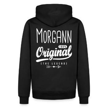 Morgann ORIGINAL personnalisé prénom morgann - Sweat à capuche Premium bio Homme - noir - Dos - Nico (187cm)