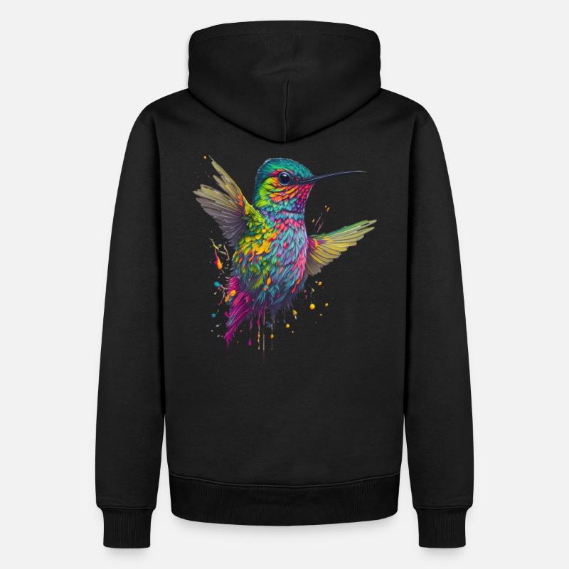 Farbexplosion Kolibri Kunstwerk - Männer Premium Bio Hoodie - Schwarz