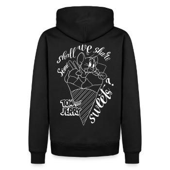 Tom And Jerry Cute Outline Design With Jerry - Men’s Premium Organic Hoodie - black - Back - Nico (187cm)