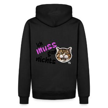 Ich muss gar nichts, lustiges grimmiges Katzen - Männer Premium Bio Hoodie - Schwarz - Hinten - Nico (187cm)