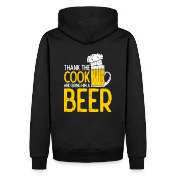 Remerciez le cuisinier et apportez-lui une bière - Sweat à capuche Premium bio Homme - noir - Dos - Nico (187cm)