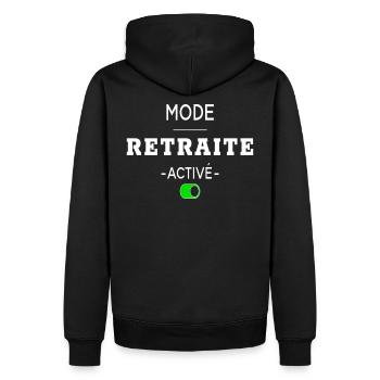 mode retraite activé humour retraite cadeau - Sweat à capuche Premium bio Homme - noir - Dos - Nico (187cm)