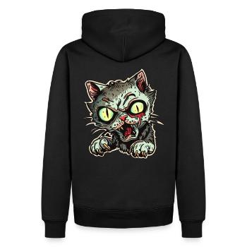 Hungry Cat -Mieze ist hungrig - Männer Premium Bio Hoodie - Schwarz - Hinten - Nico (187cm)