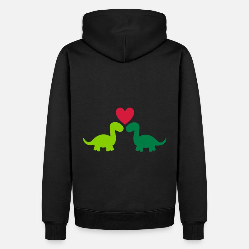 Zwei Brontosaurier und ein Herz - Männer Premium Bio Hoodie - Schwarz