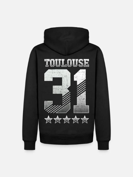 Toulouse 31, 5 étoiles, "Halftones" - Sweat à capuche Premium bio Homme - noir