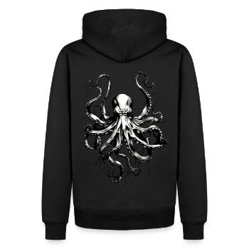 Wütender Oktopus - Männer Premium Bio Hoodie - Schwarz - Hinten - Nico (187cm)