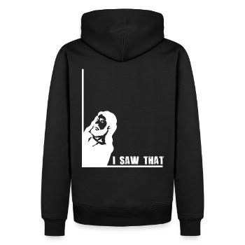 i saw that - Jesus - Jesus sieht alles! - Männer Premium Bio Hoodie - Schwarz - Hinten - Nico (187cm)