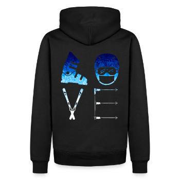 LOVE - SKI - blue Snow Edition *** - Sweat à capuche Premium bio Homme - noir - Dos - Nico (187cm)