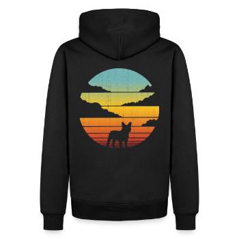 Französiche Bulldogge Sunset French Bulldog - Men’s Premium Organic Hoodie - black - Back - Nico (187cm)