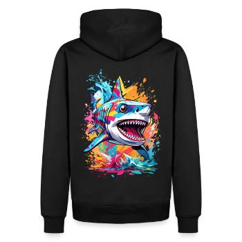 Requin - Sweat à capuche Premium bio Homme - noir - Dos - Nico (187cm)